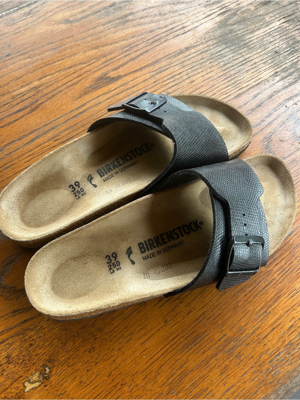 Birkenstock Catalina Black Lizard Leather Sandals 39